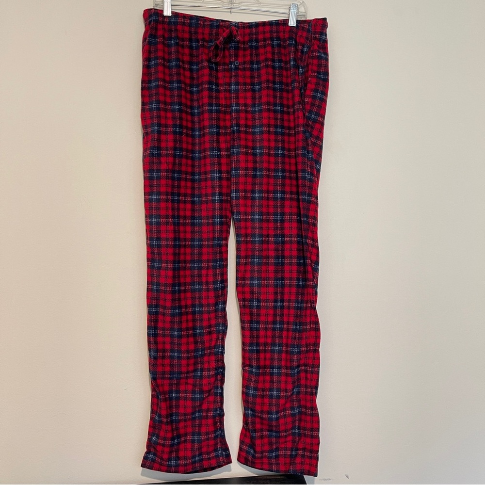 Beverly Hills Polo Club Red and Black Plaid Loungewear Pants, medium